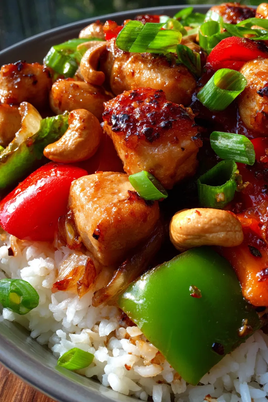 authentic cashew chicken closeup