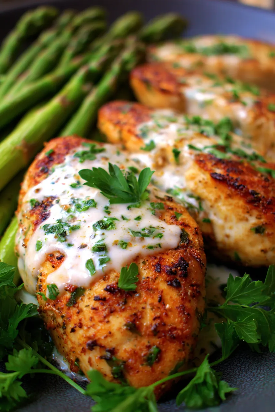 Baked Ranch Chicken-herbaceous-closeup