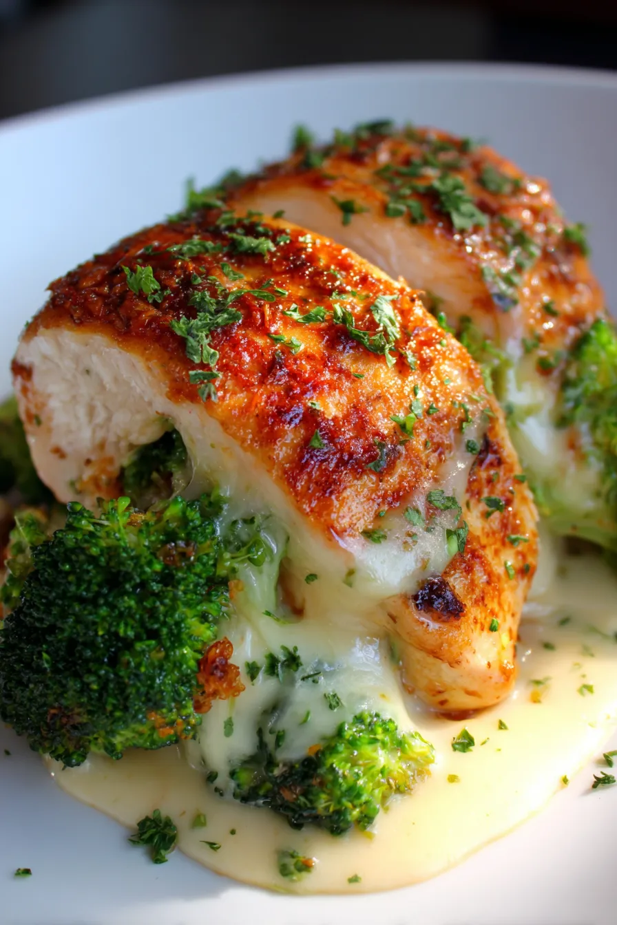Broccoli Cheese Stuffed Chicken Breast-filling-closeup