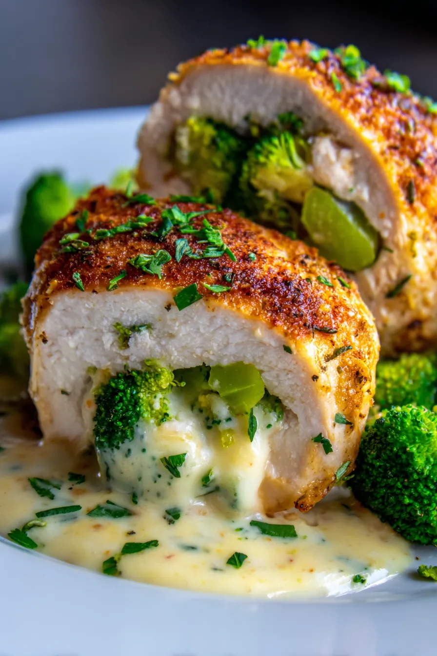 Broccoli Cheese Stuffed Chicken Breast-seared-golden