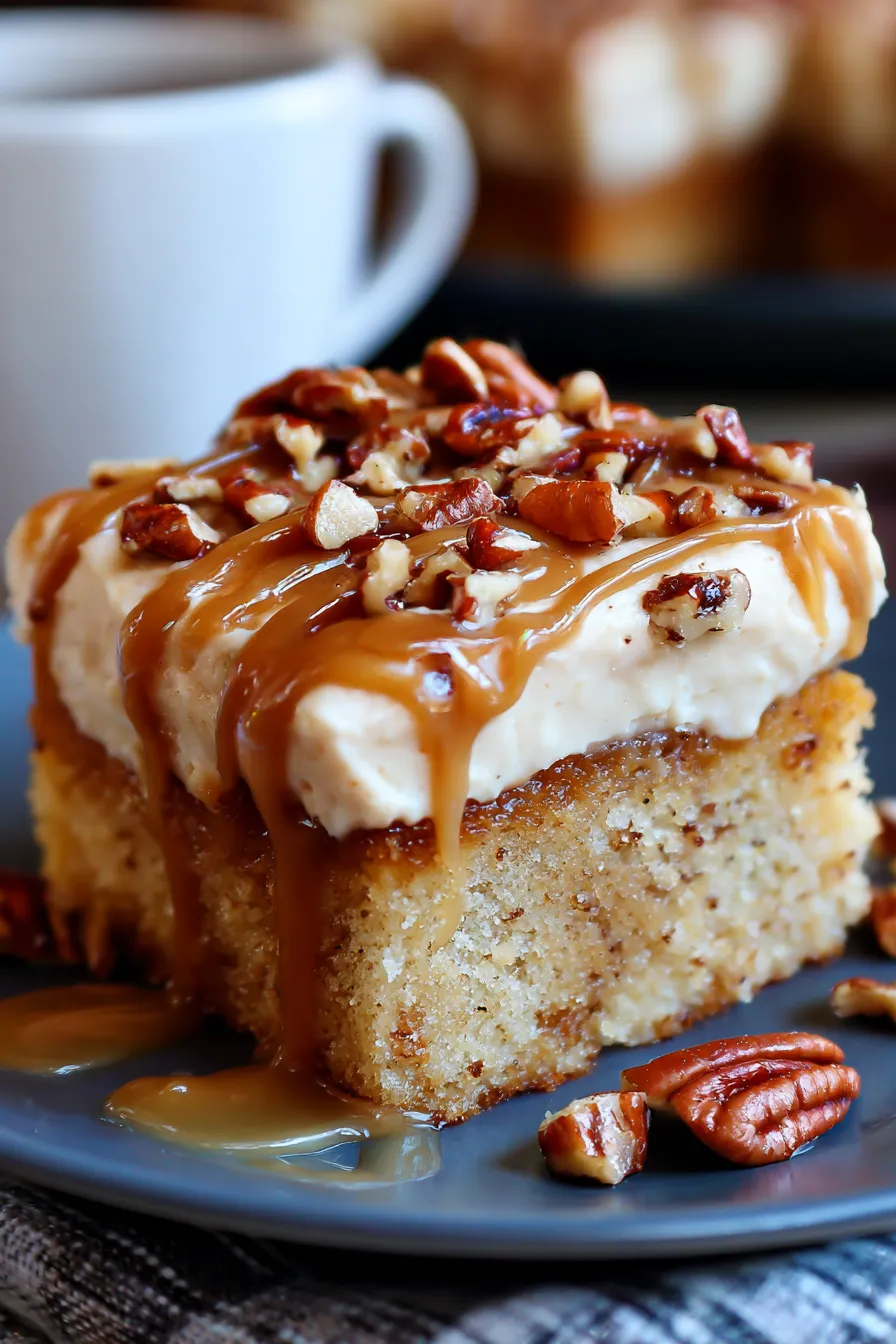 Butter Pecan Praline Poke Cake-texture-closeup