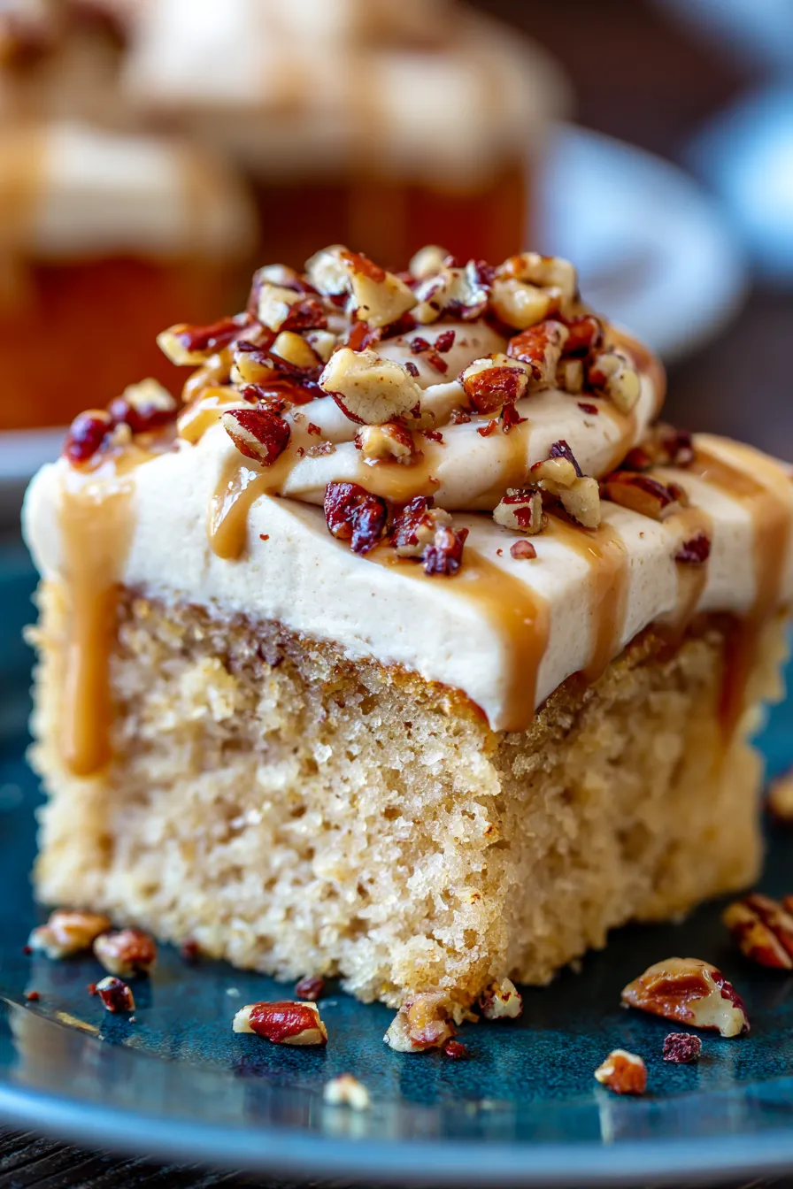 Butter Pecan Praline Poke Cake-whole-cake-top-down