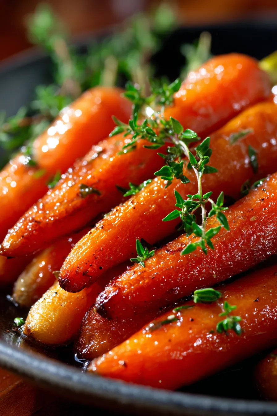 Caramelized roasted carrots close-up