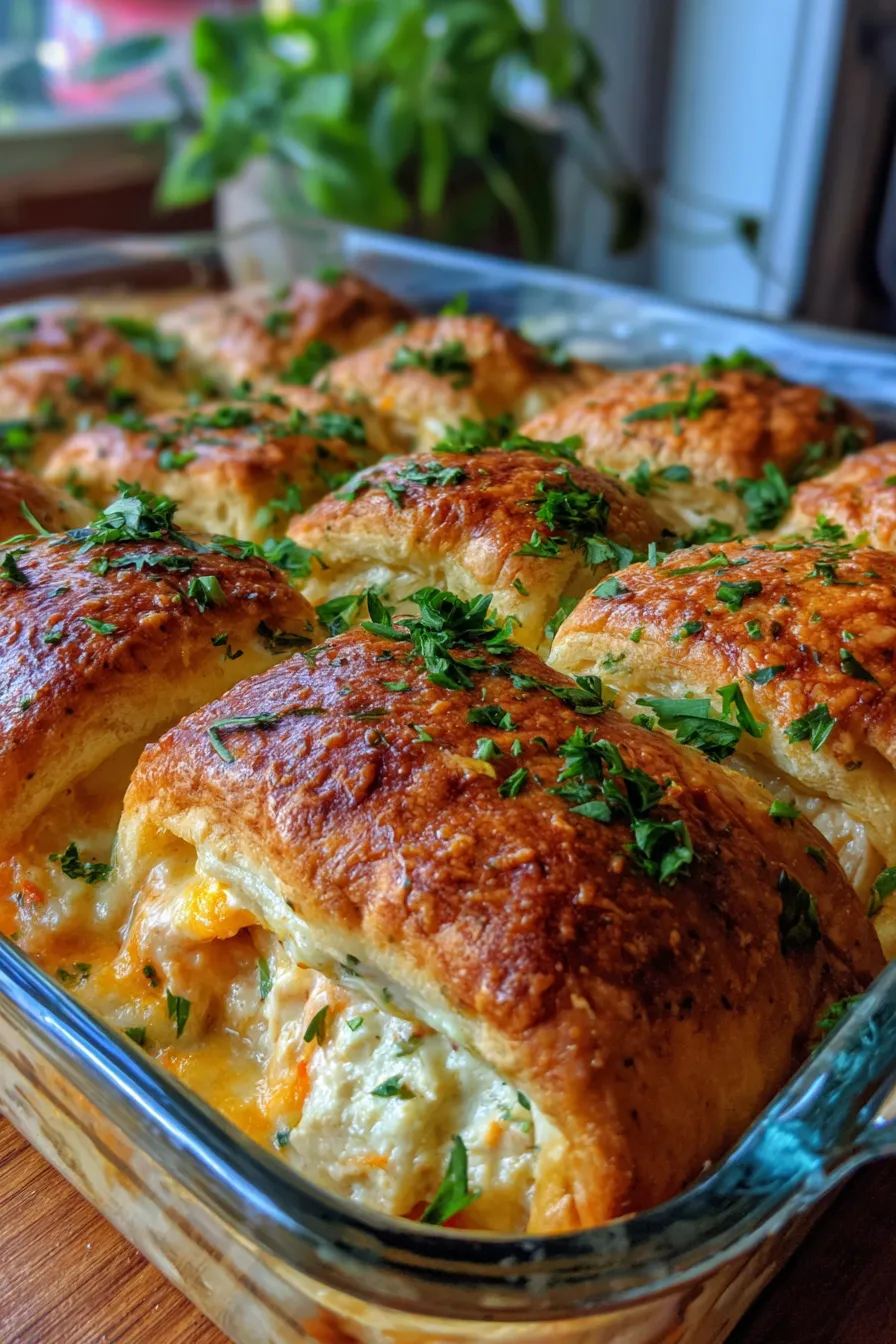 Cheesy Chicken Crescent Bake-filling-texture