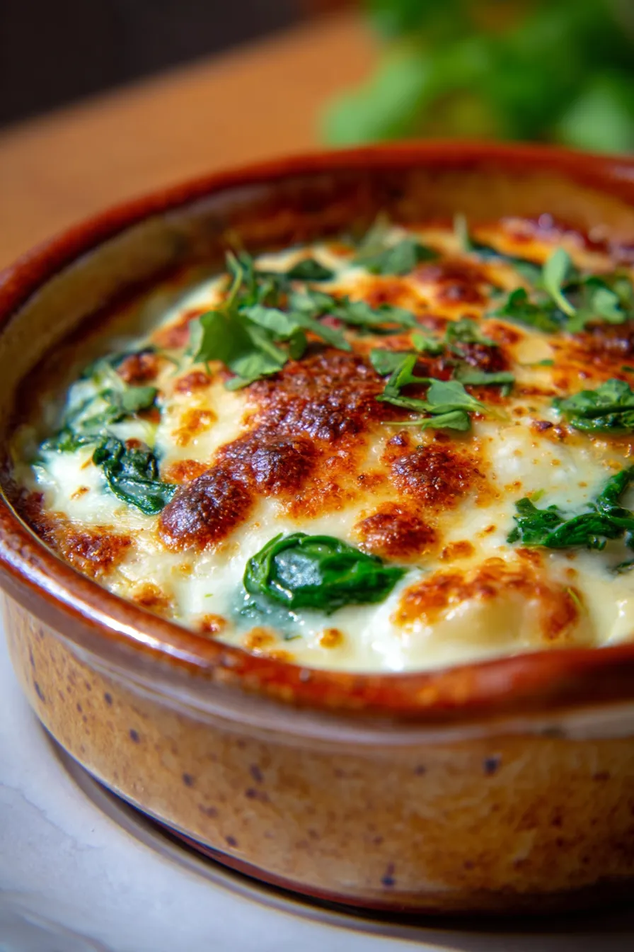 Chicken and Spinach Casserole with Cream Cheese-garnished-fresh parsley