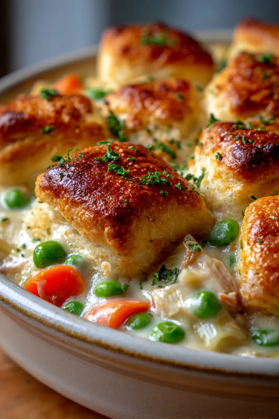 Chicken Pot Pie Pasta-creamy-closeup