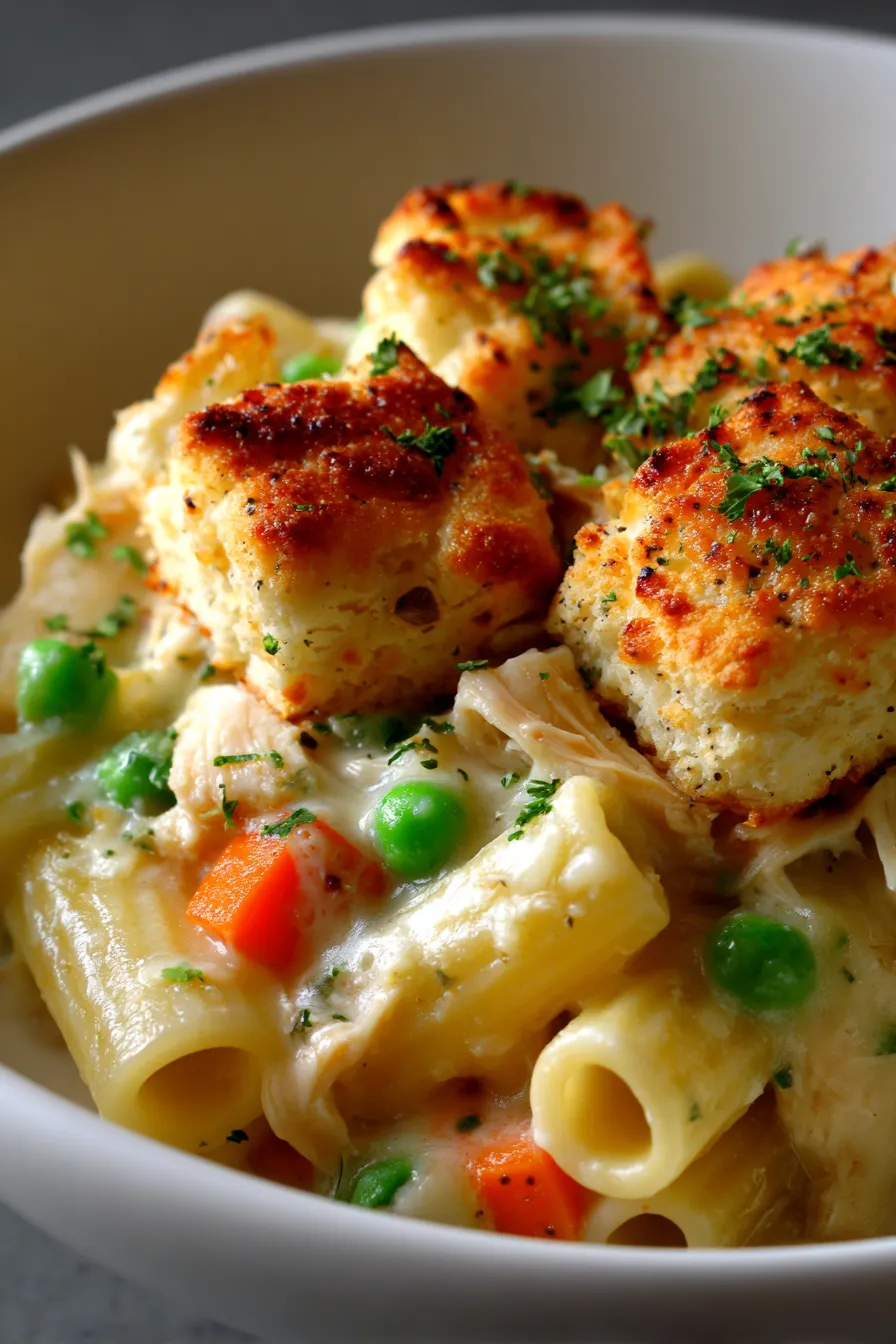 Chicken Pot Pie Pasta-serving-spoon