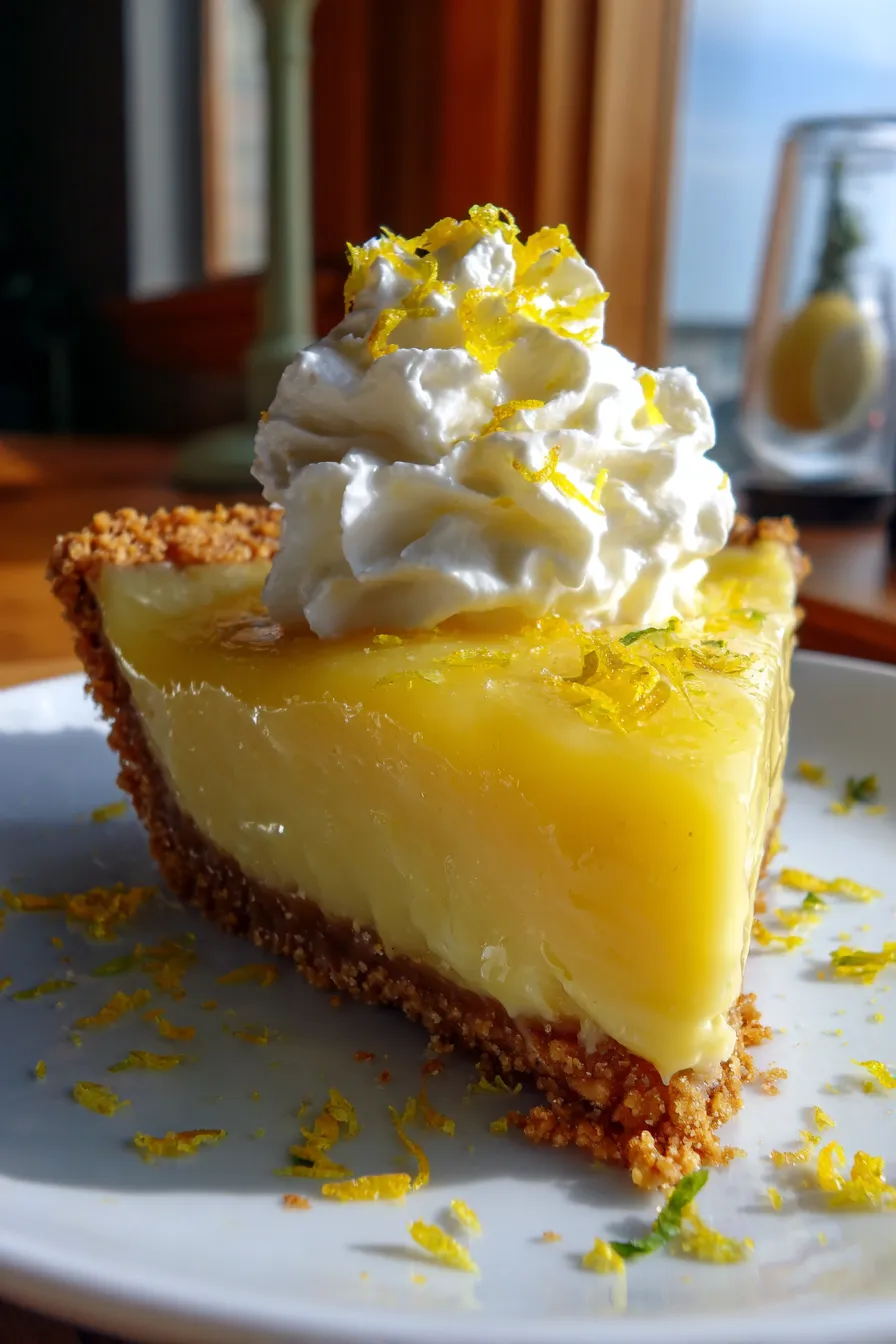 Condensed Milk Lemon Pie-slice-closeup