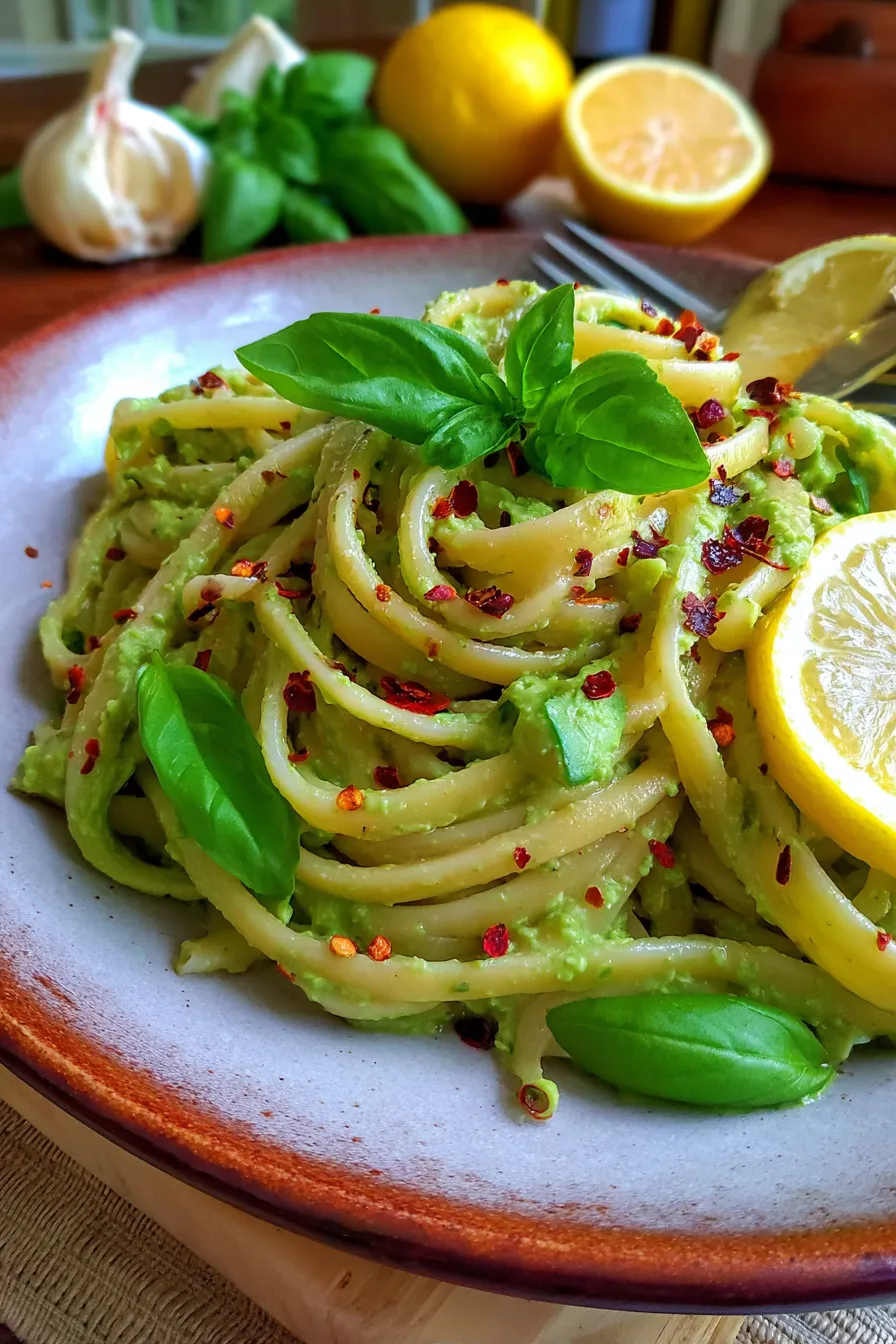 Creamy 15 Minute Avocado Pasta | Eat With Clarity - plated dish
