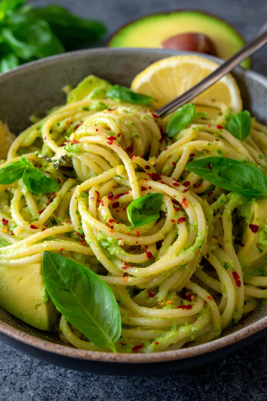 Creamy 15 Minute Avocado Pasta | Eat With Clarity - texture closeup