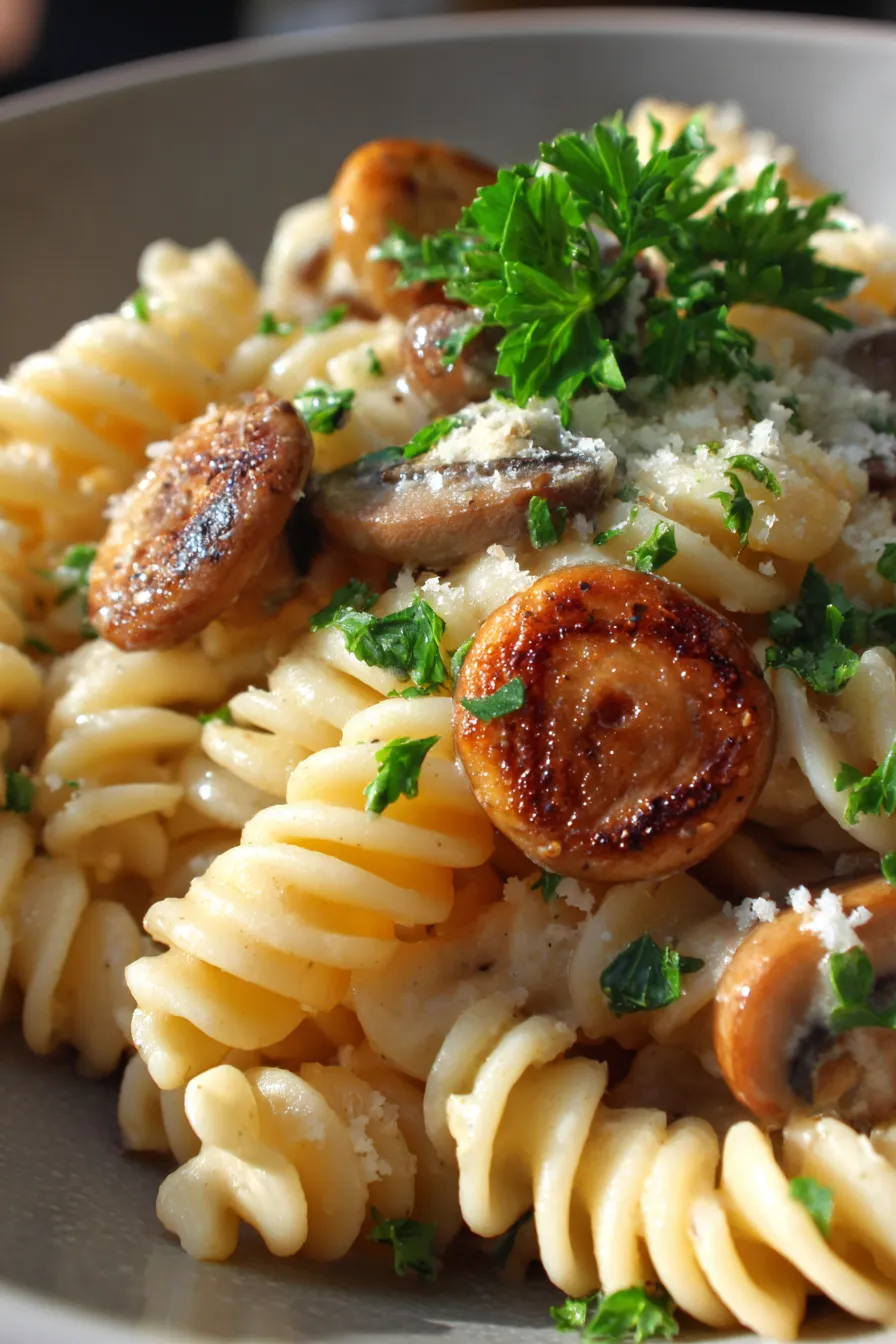 Creamy Mushroom Gruyere Pasta-ingredients-flatlay