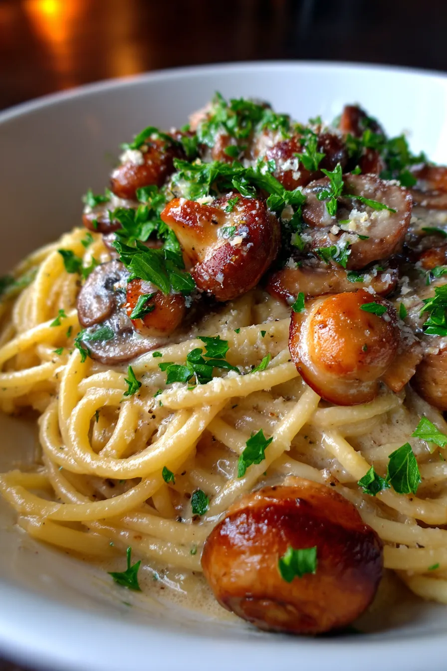 Creamy Mushroom Gruyere Pasta-serving-spoon