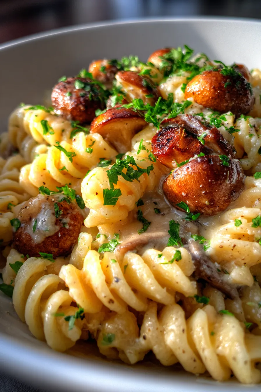 Creamy Mushroom Gruyere Pasta-texture-closeup