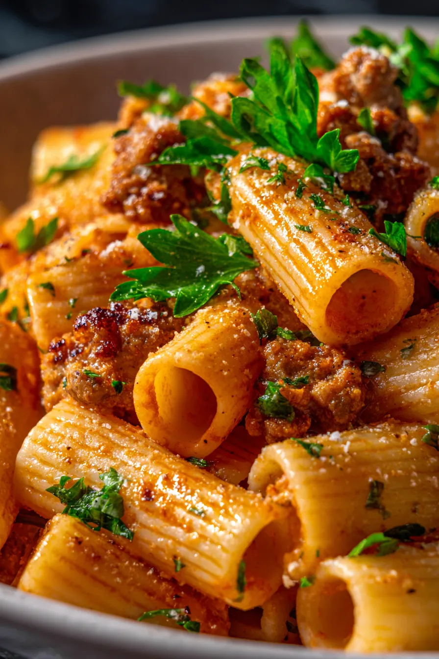 Creamy Sausage Rigatoni Pasta Recipe-ingredients-fresh