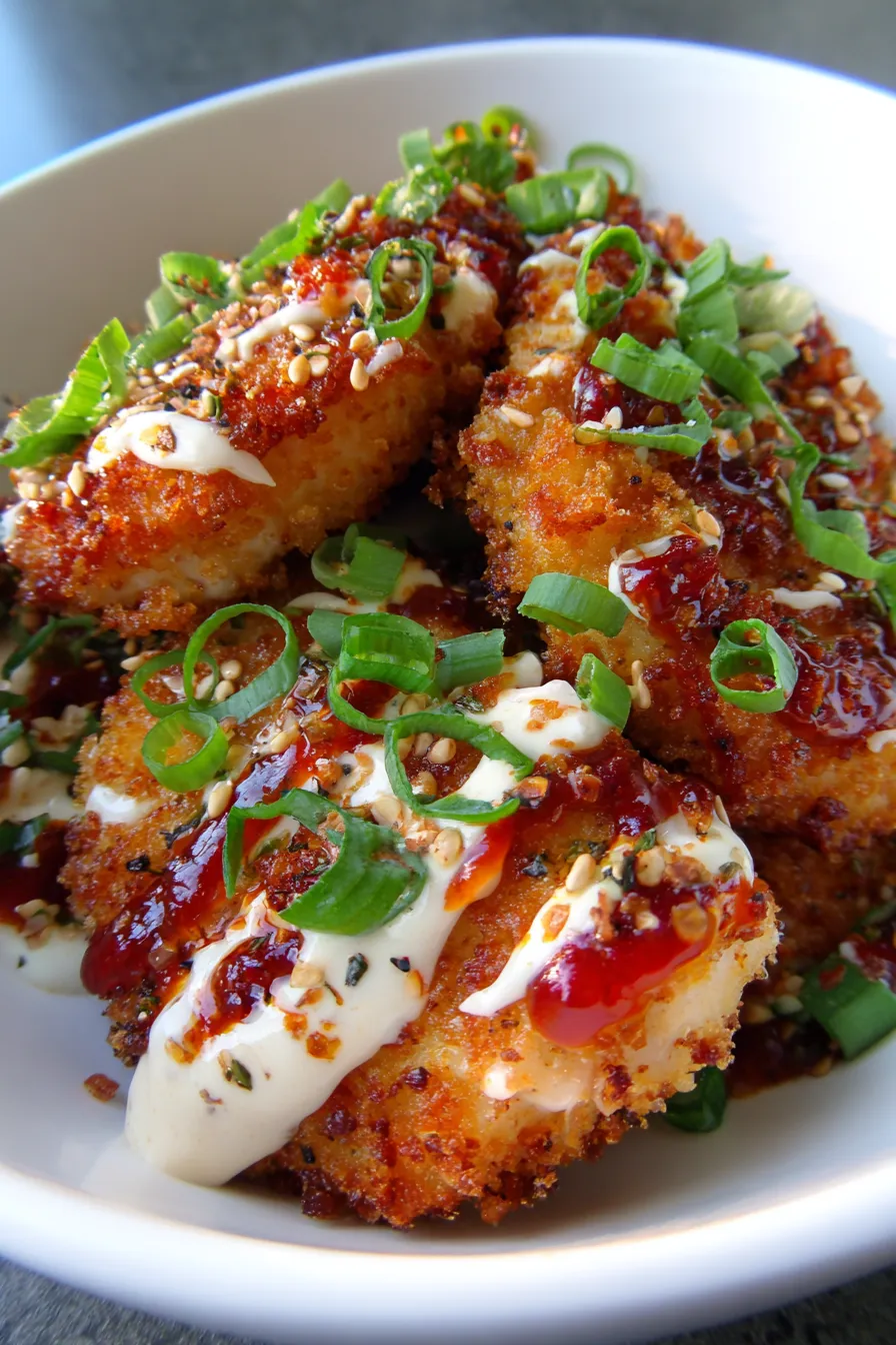 Crispy Bang Bang Chicken-appetizer-platter-serving