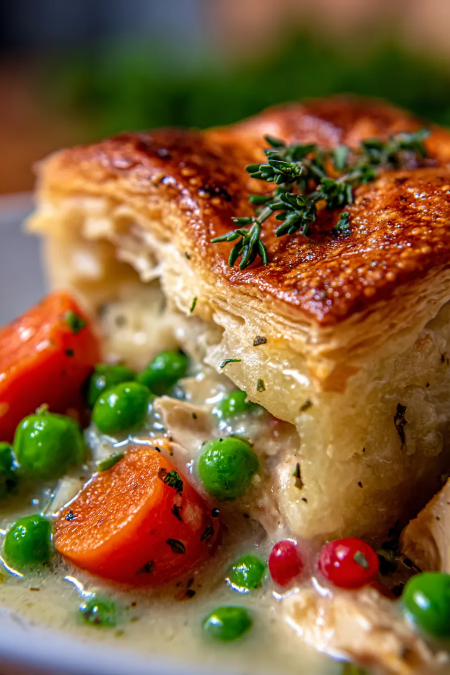 Crock Pot Chicken Pot Pie-closeup-golden-crust