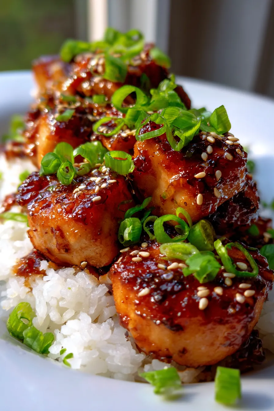 Crockpot Bourbon Chicken-shredded-serving