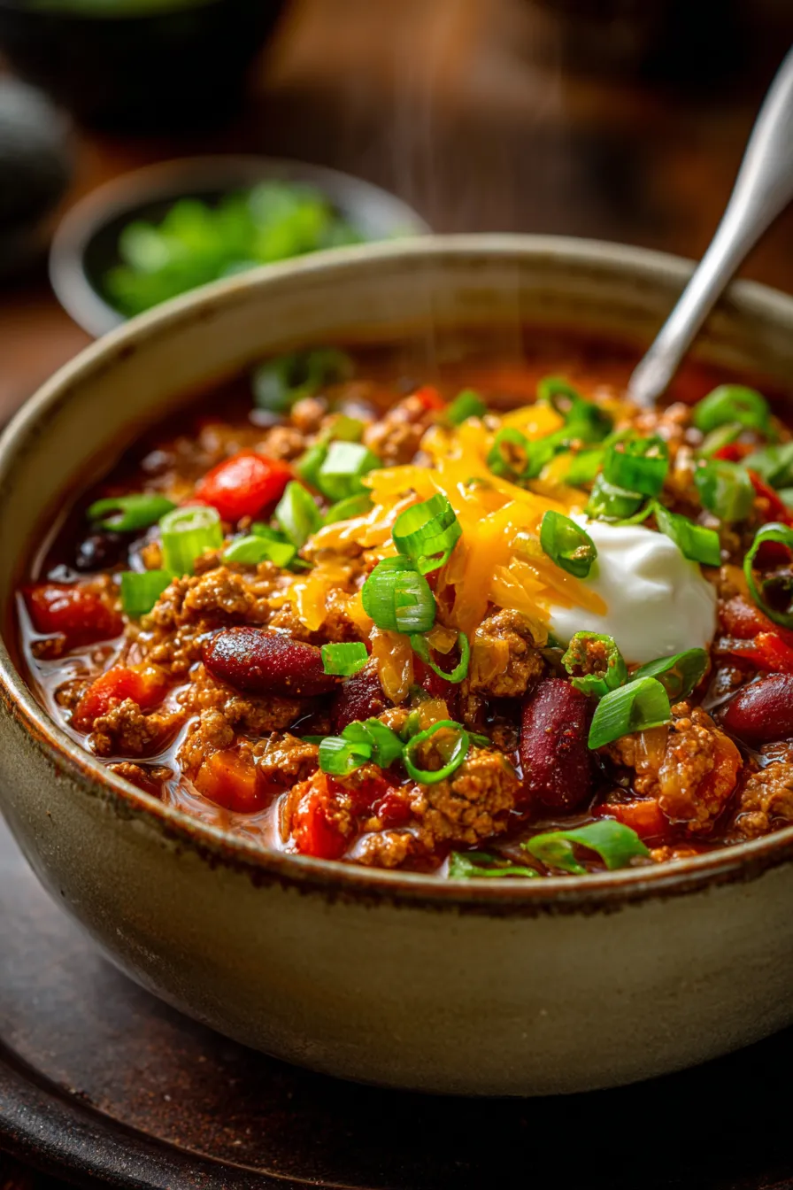 Crockpot Chili (Slow Cooker Chili) Recipe-texture-closeup