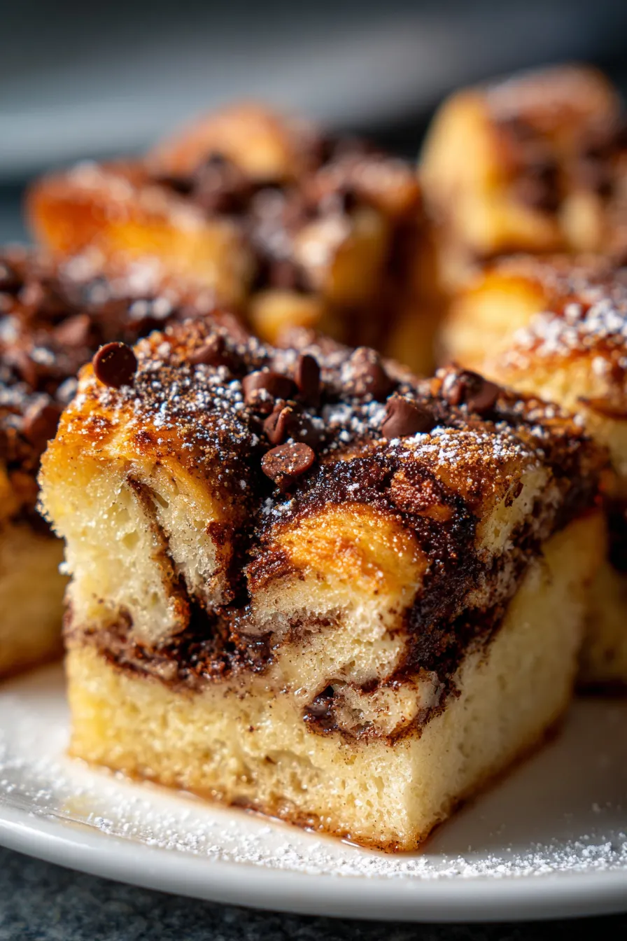 Decadent Gooey Chocolate Cream Cheese Bread Pudding-baked-golden