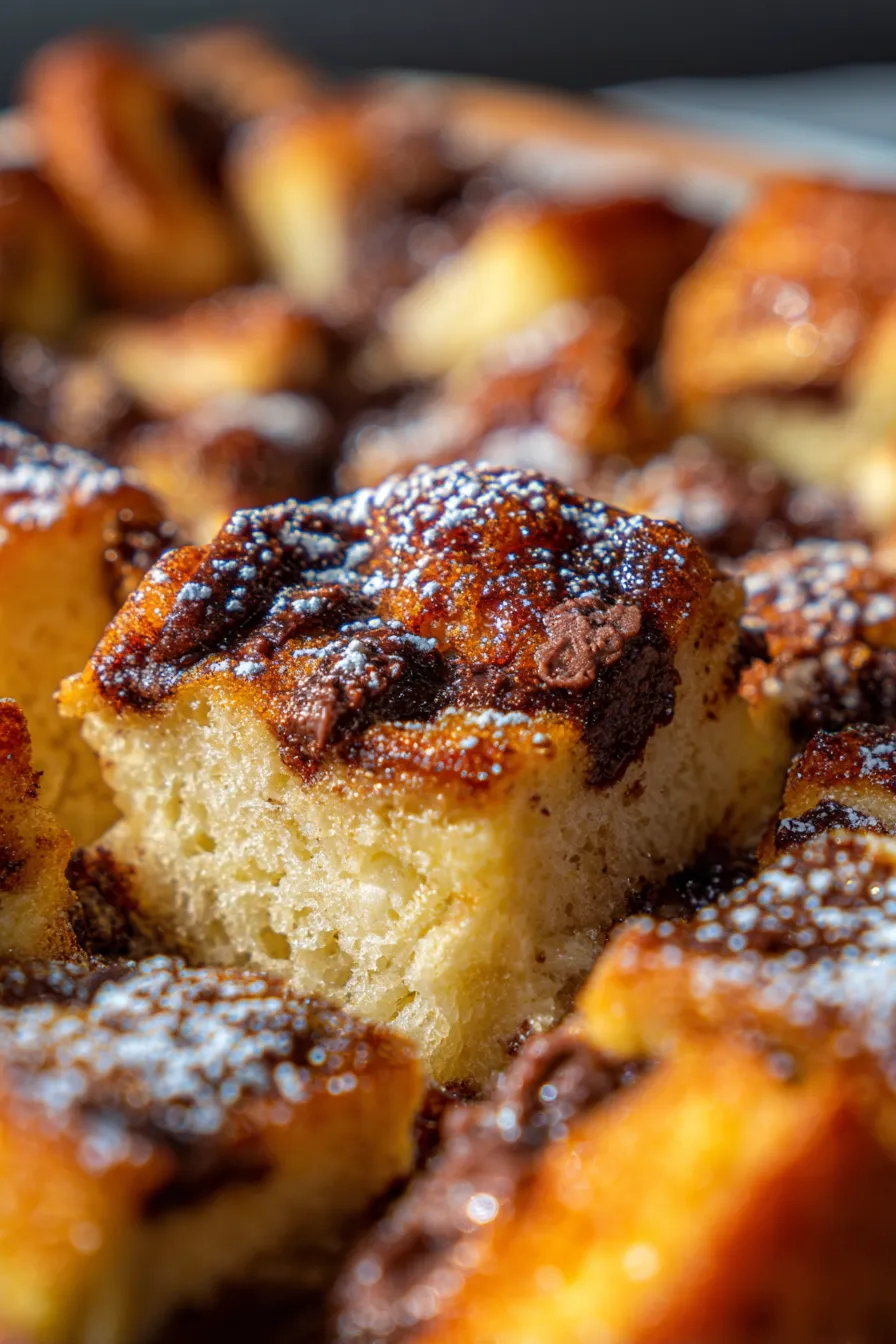 Decadent Gooey Chocolate Cream Cheese Bread Pudding-overhead-serving