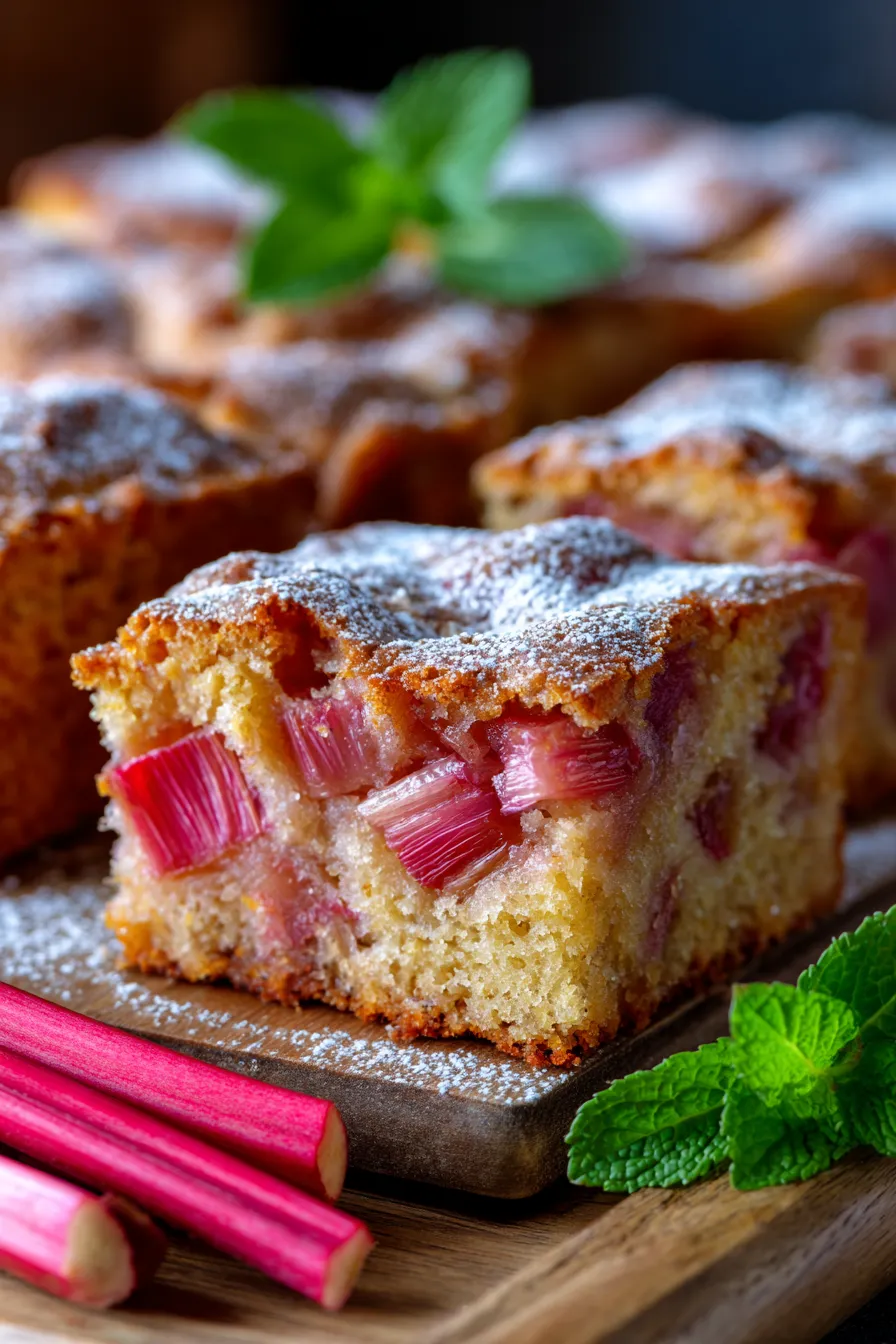Easy Rhubarb Cake Recipe-texture-closeup