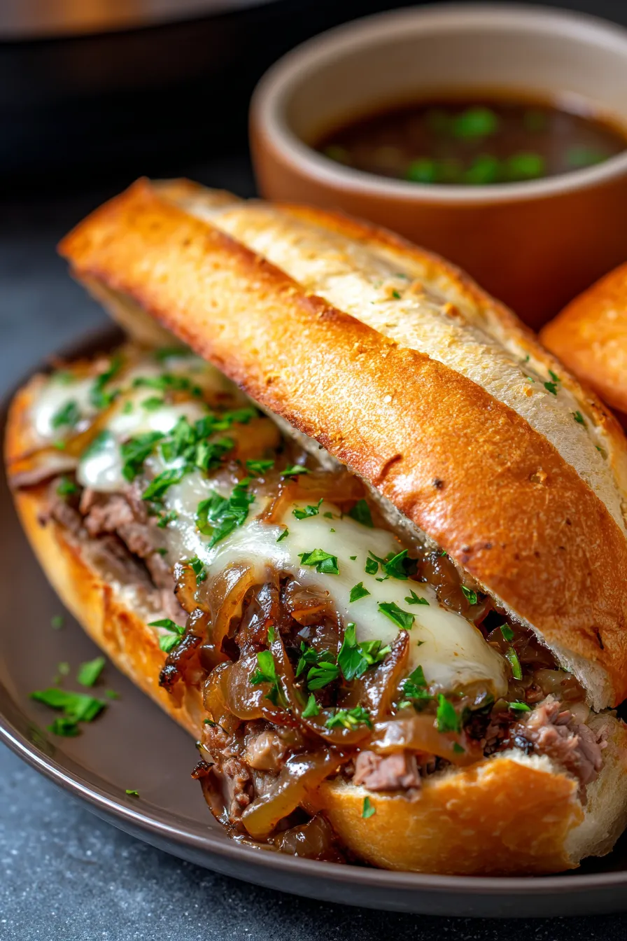 French Dip au jus - dipping - rustic bread