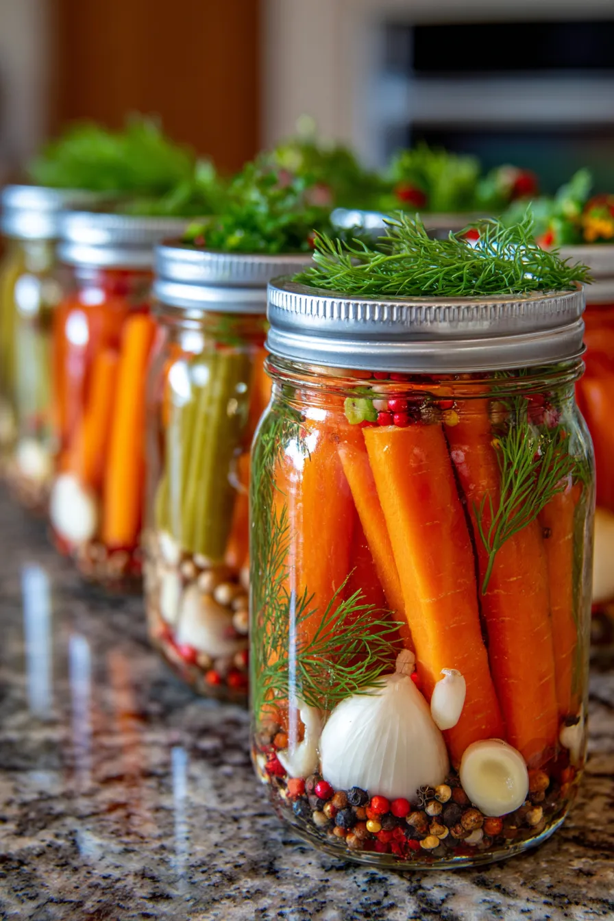 fresh carrots pickling spices prep