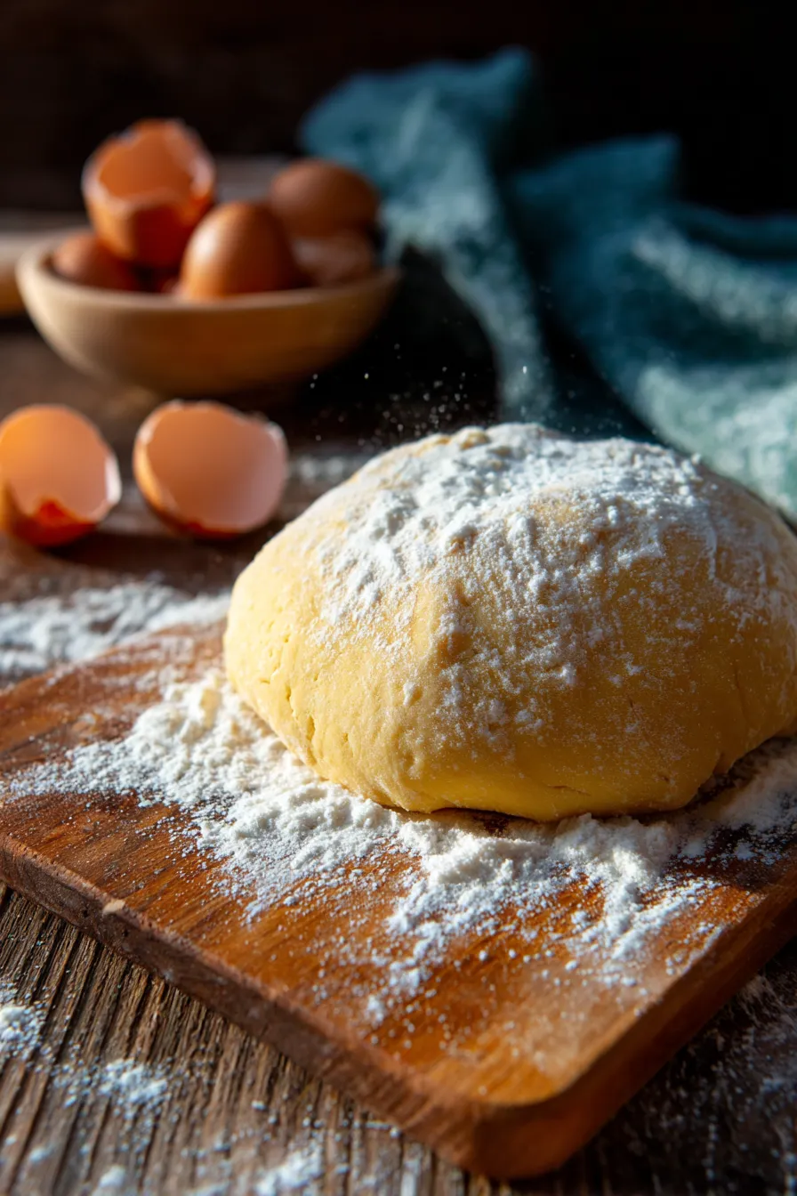 fresh pasta ingredients overhead