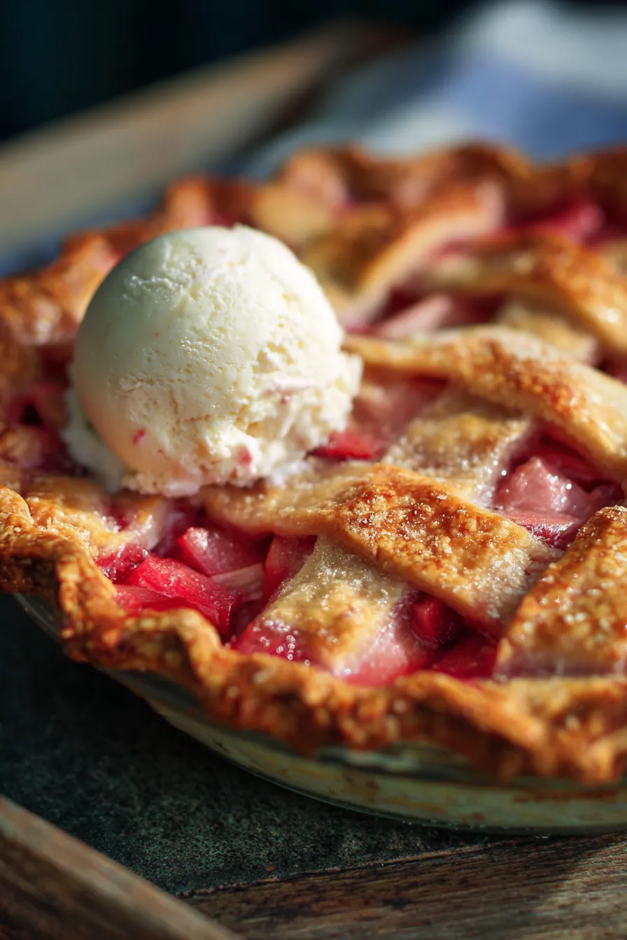 Fresh Rhubarb Pie Recipe-texture-golden