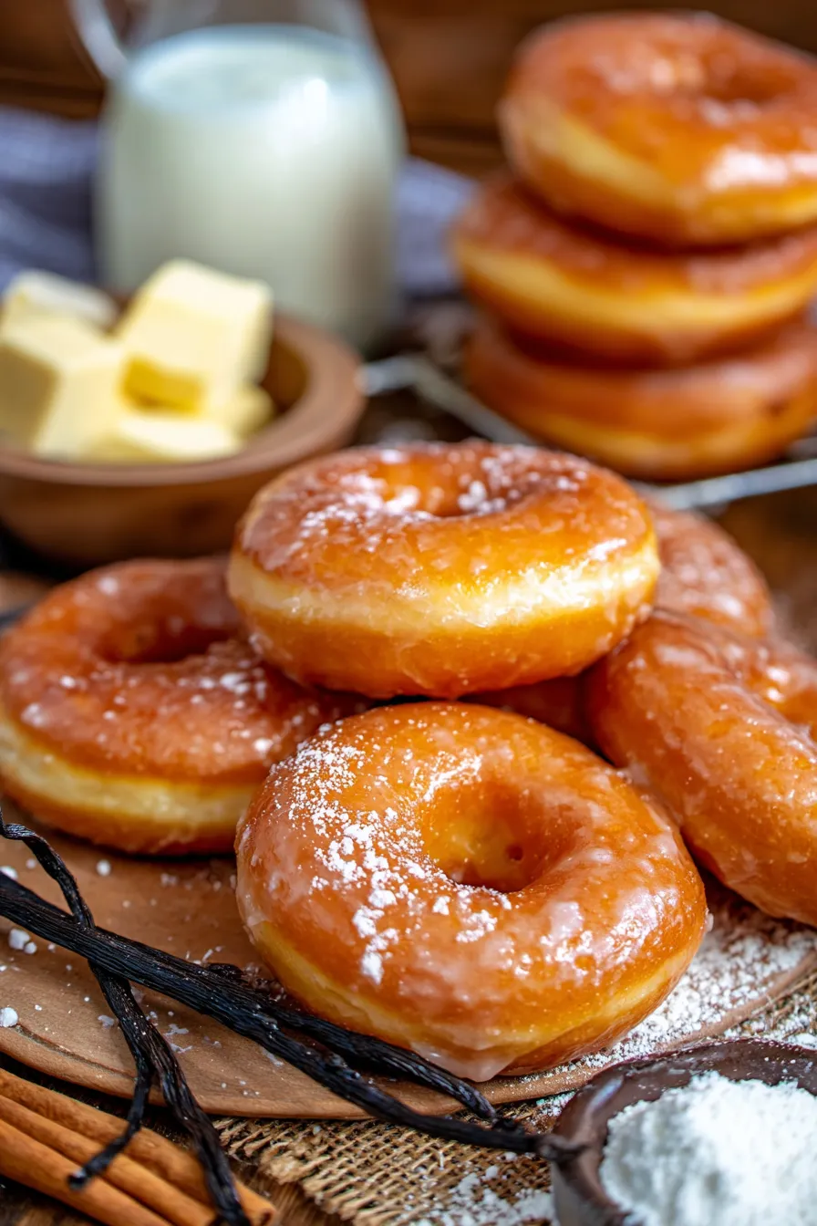 Glazed Donuts with Milk Bread Dough-overhead-platter