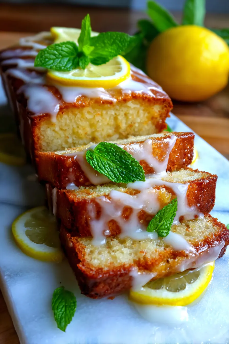 Healthy Greek Yogurt Lemon Loaf Cake-glaze-drizzle