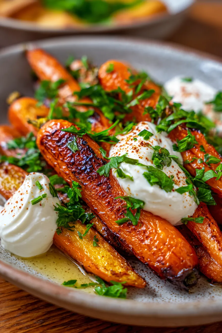 Honey Caramelised Carrots With Whipped Feta-closeup-texture