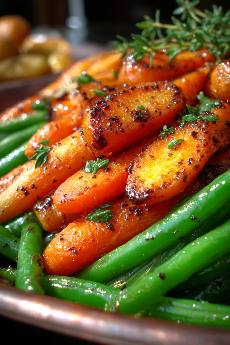 Honey Glazed Carrots Green Beans-side dish-overhead