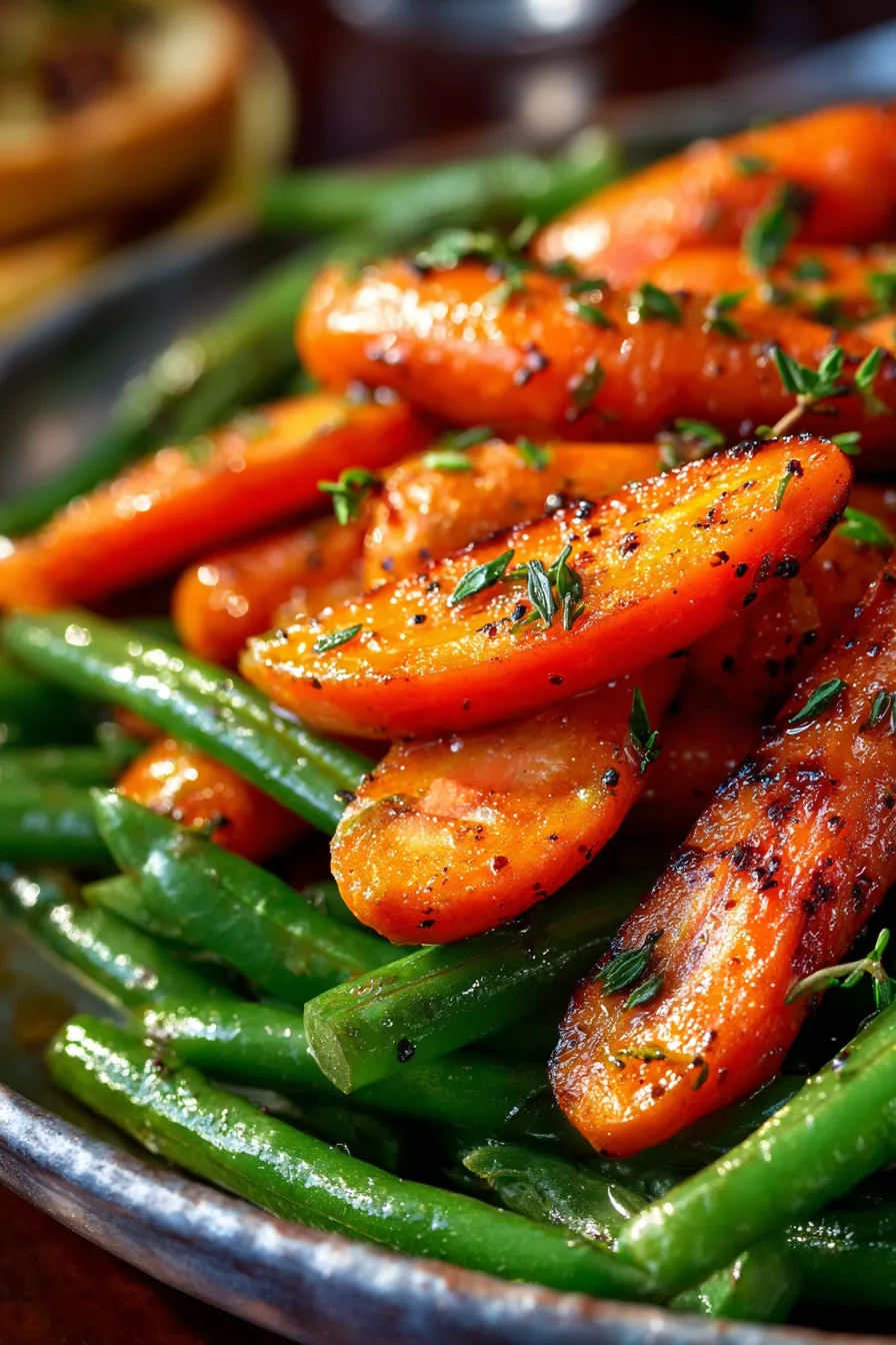 Honey Glazed Carrots Green Beans-texture-detailed