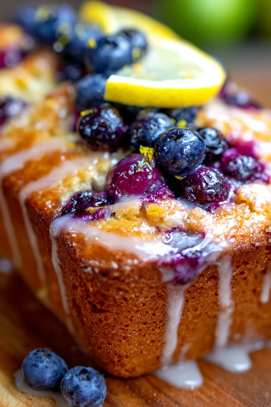 Lemon Blueberry Yogurt Loaf batter blueberries