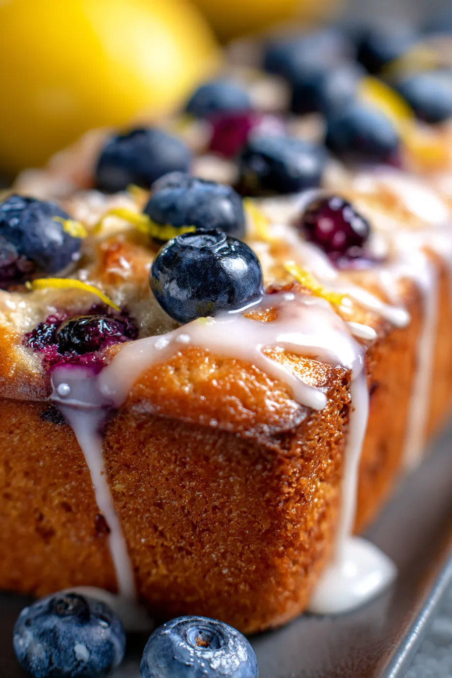 Lemon Blueberry Yogurt Loaf texture closeup