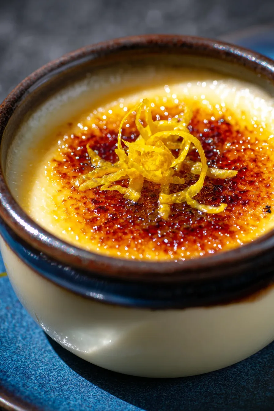 Lemon Posset Brûlée-overhead-dessert