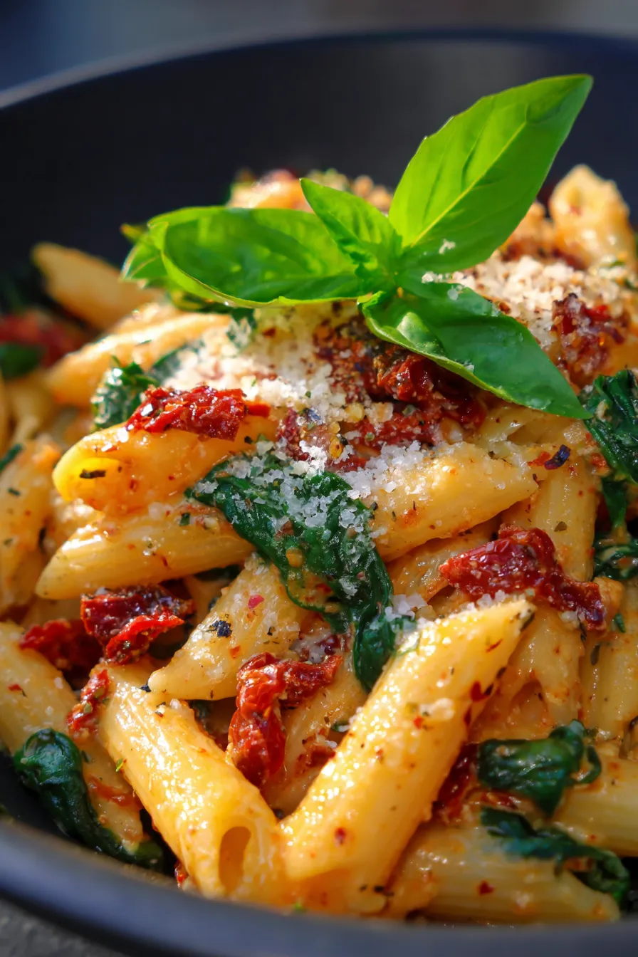One-Pan Sun-dried Tomato Pasta-texture-closeup