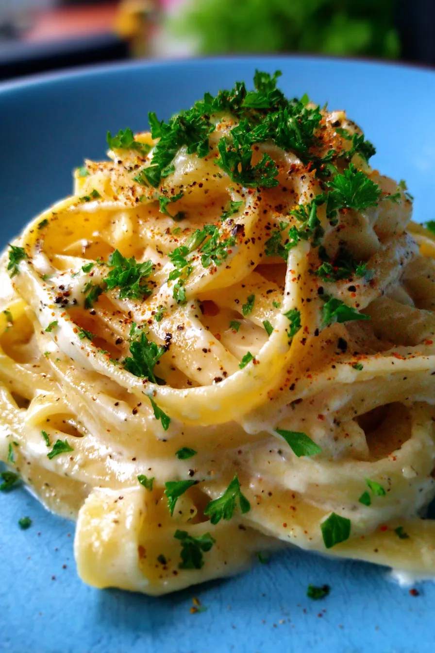 One Pot Creamy Garlic Pasta-texture-closeup