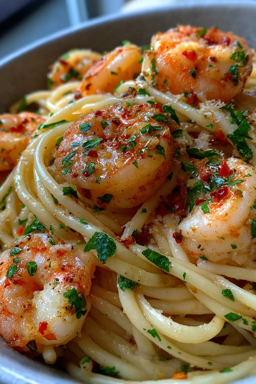 One-Pot Garlic Butter Shrimp Pasta – Easy and Flavorful Seafood Dinner-ingredients-arrangement