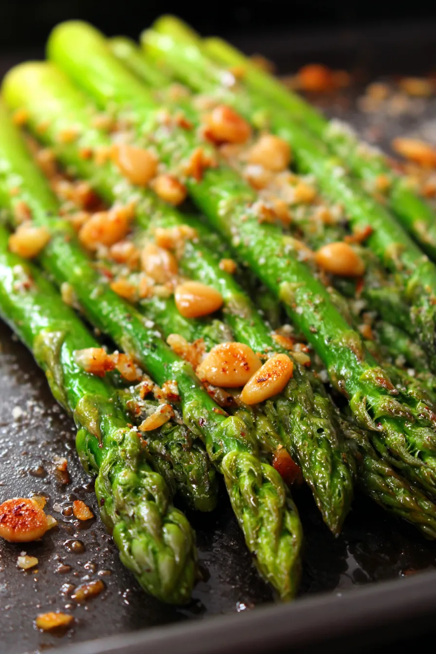 Oven-Baked Asparagus with Garlic and Parmesan-overhead-garnish