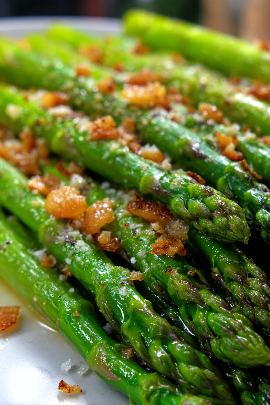 Oven-Baked Asparagus with Garlic and Parmesan-texture-closeup
