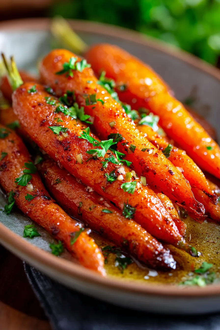 Oven Roasted Honey Garlic Butter Carrots-garnished-fresh