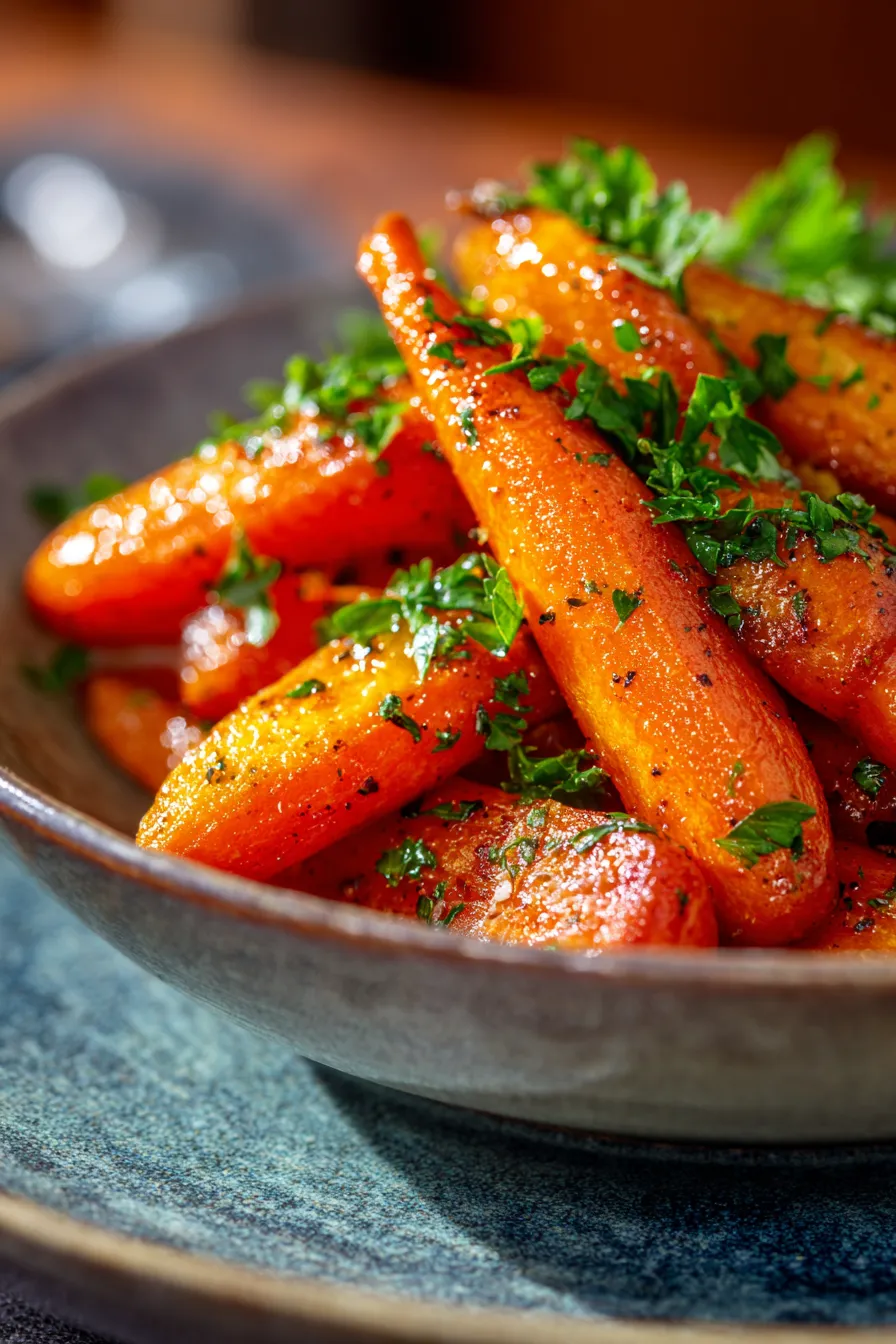 Oven Roasted Honey Garlic Butter Carrots-texture-closeup