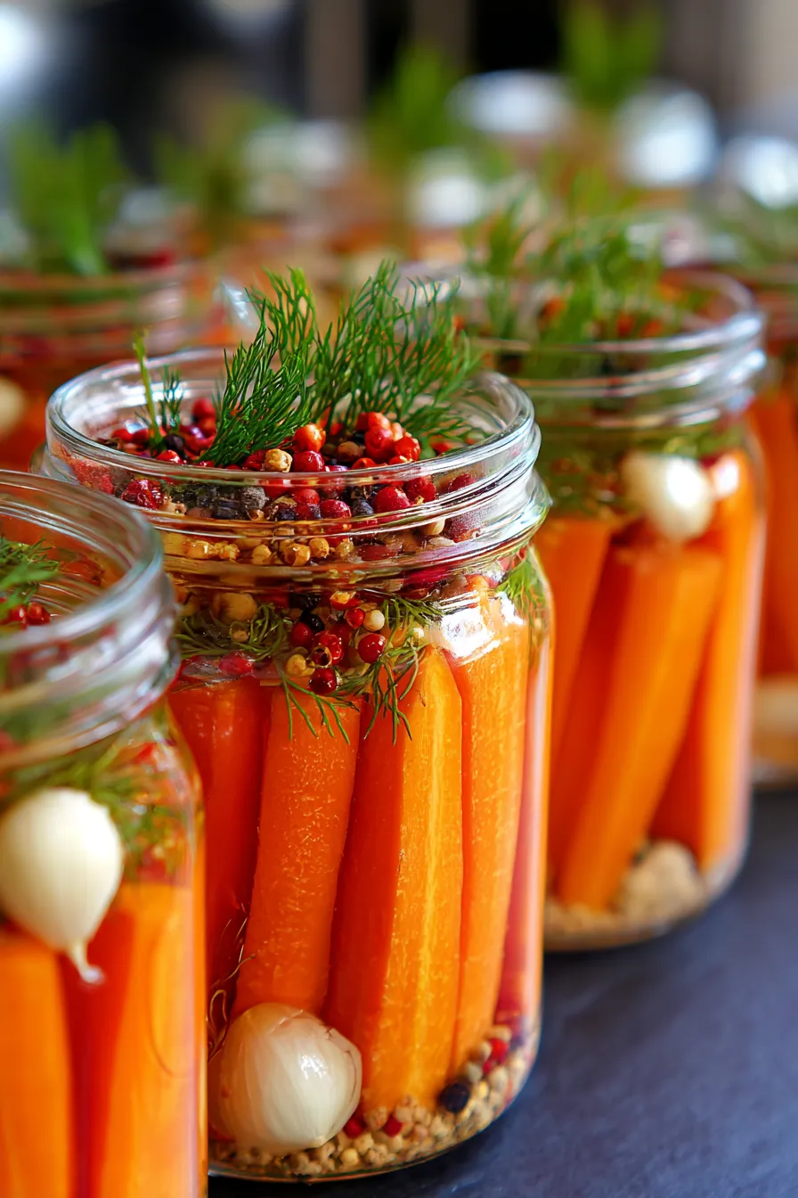 pickled carrots jar rustic background