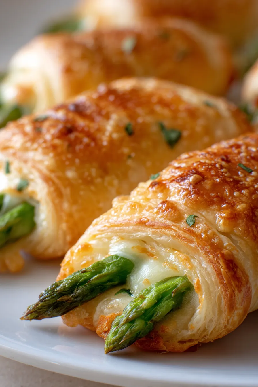 Puff Pastry Wrapped Cheesy Asparagus-closeup-texture