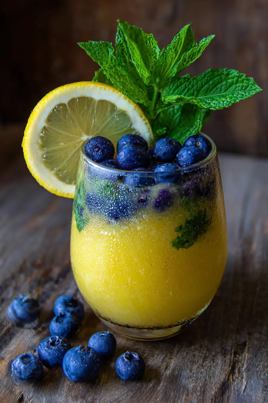 Refreshing Anti-Inflammatory Lemon-Blueberry Smoothie-glass-garnish