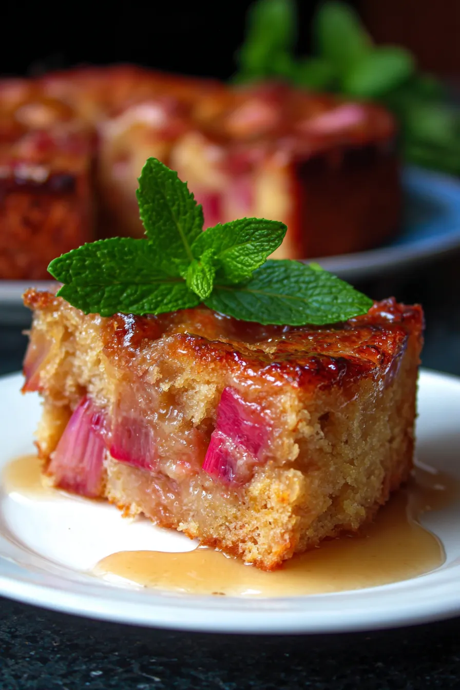 Rhubarb cake with butter sauce-fresh-ingredients