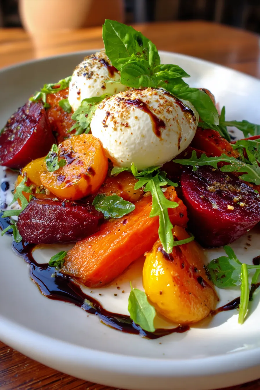 Roasted Beets and Carrot Salad with Burrata-ingredients-arrangement