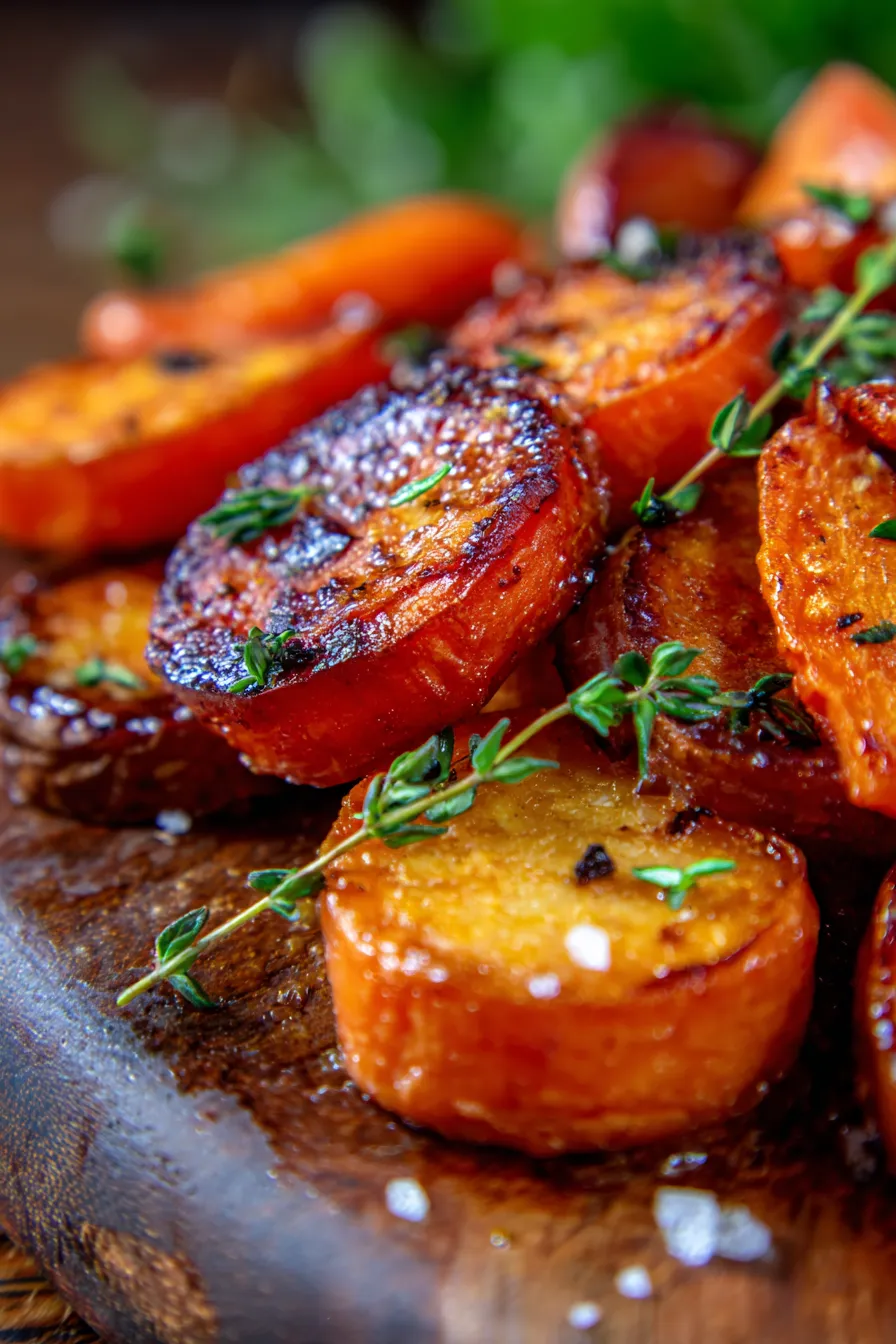 Roasted Sweet Potatoes & Carrots | Walder Wellness, RD - Vegetable Recipes-overhead-serving